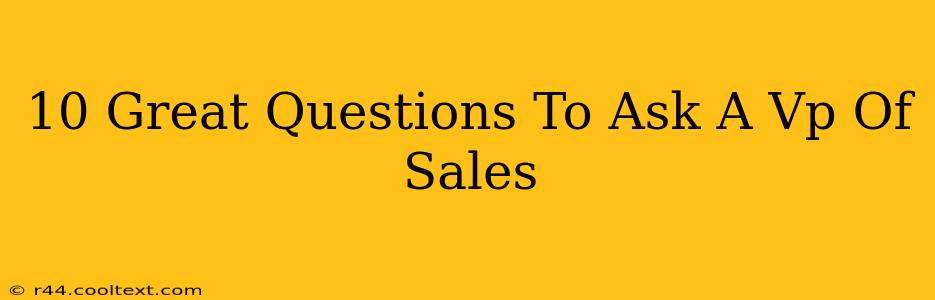 10 Great Questions To Ask A Vp Of Sales