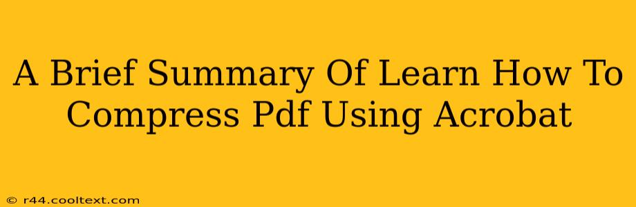 A Brief Summary Of Learn How To Compress Pdf Using Acrobat