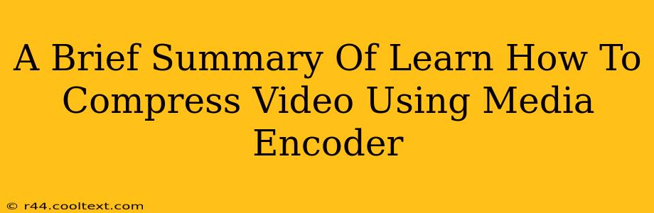 A Brief Summary Of Learn How To Compress Video Using Media Encoder