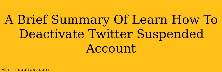 A Brief Summary Of Learn How To Deactivate Twitter Suspended Account