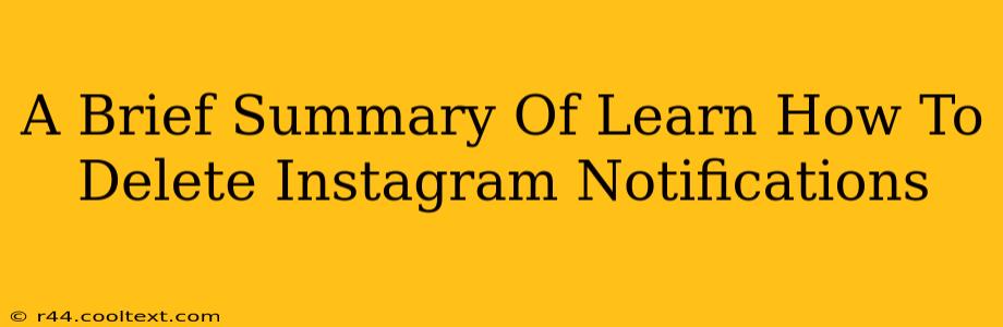 A Brief Summary Of Learn How To Delete Instagram Notifications