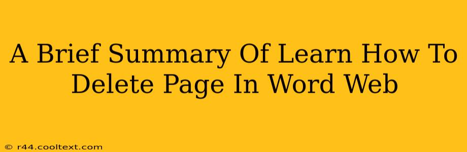 A Brief Summary Of Learn How To Delete Page In Word Web