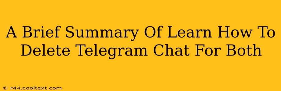 A Brief Summary Of Learn How To Delete Telegram Chat For Both