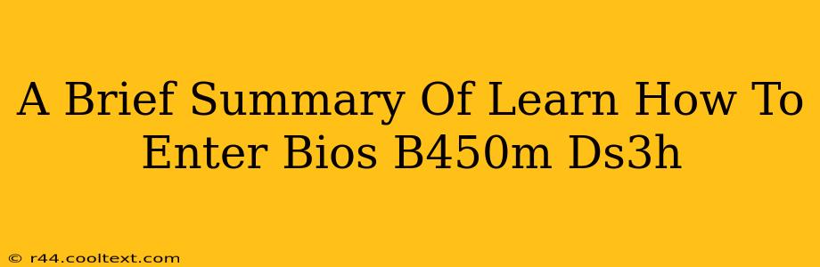 A Brief Summary Of Learn How To Enter Bios B450m Ds3h