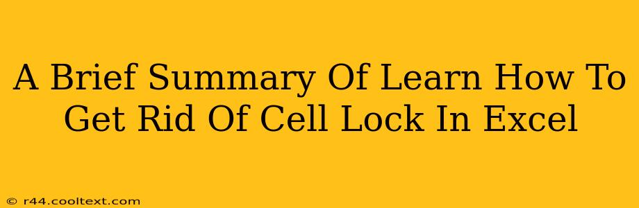 A Brief Summary Of Learn How To Get Rid Of Cell Lock In Excel