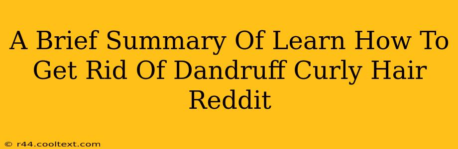 A Brief Summary Of Learn How To Get Rid Of Dandruff Curly Hair Reddit