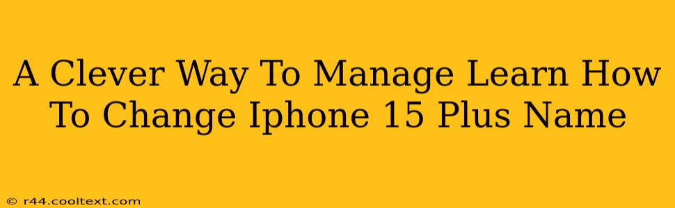 A Clever Way To Manage Learn How To Change Iphone 15 Plus Name