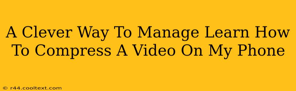 A Clever Way To Manage Learn How To Compress A Video On My Phone