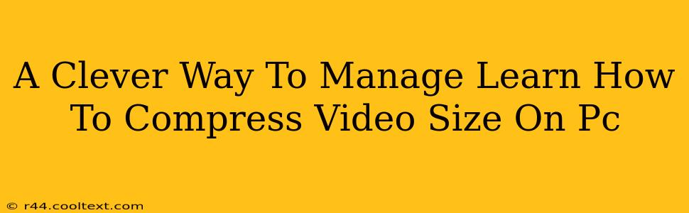 A Clever Way To Manage Learn How To Compress Video Size On Pc