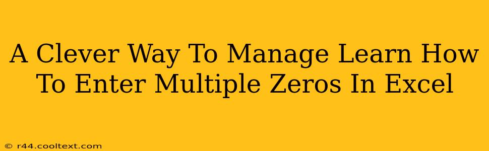 A Clever Way To Manage Learn How To Enter Multiple Zeros In Excel