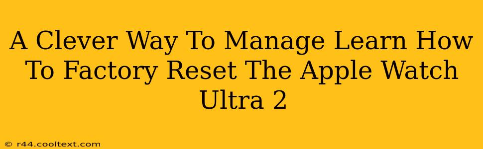 A Clever Way To Manage Learn How To Factory Reset The Apple Watch Ultra 2