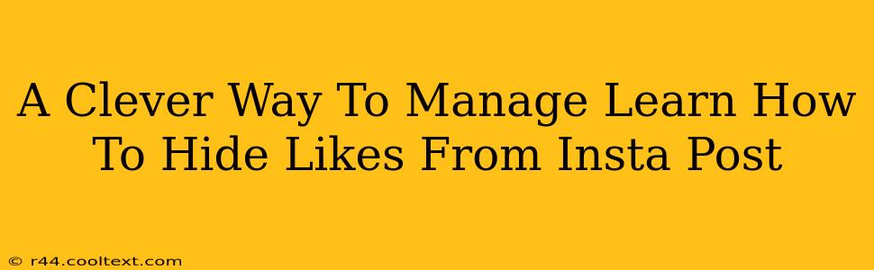 A Clever Way To Manage Learn How To Hide Likes From Insta Post