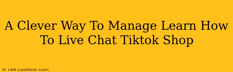 A Clever Way To Manage Learn How To Live Chat Tiktok Shop