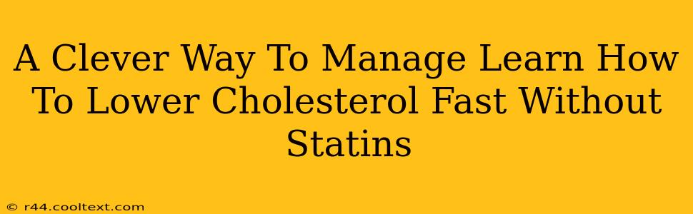 A Clever Way To Manage Learn How To Lower Cholesterol Fast Without Statins