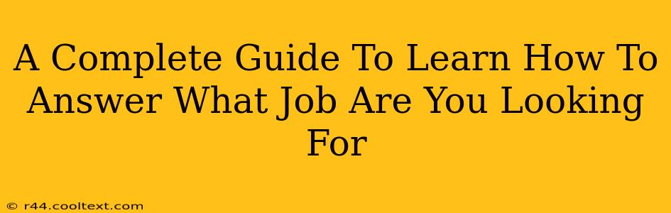 A Complete Guide To Learn How To Answer What Job Are You Looking For