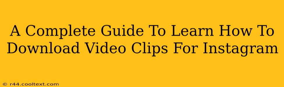 A Complete Guide To Learn How To Download Video Clips For Instagram