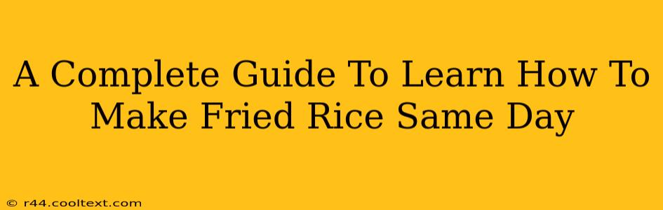 A Complete Guide To Learn How To Make Fried Rice Same Day