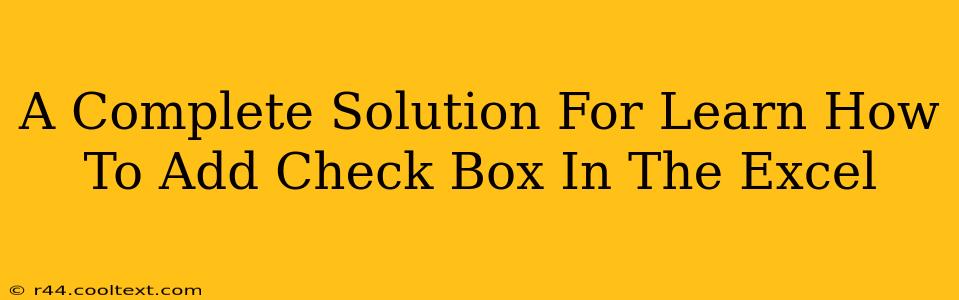 A Complete Solution For Learn How To Add Check Box In The Excel