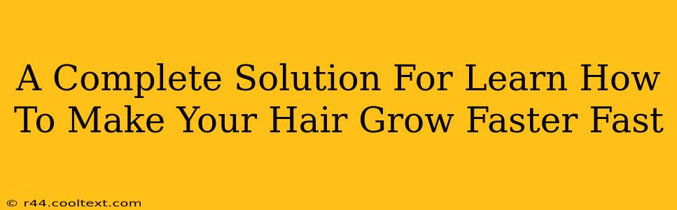 A Complete Solution For Learn How To Make Your Hair Grow Faster Fast