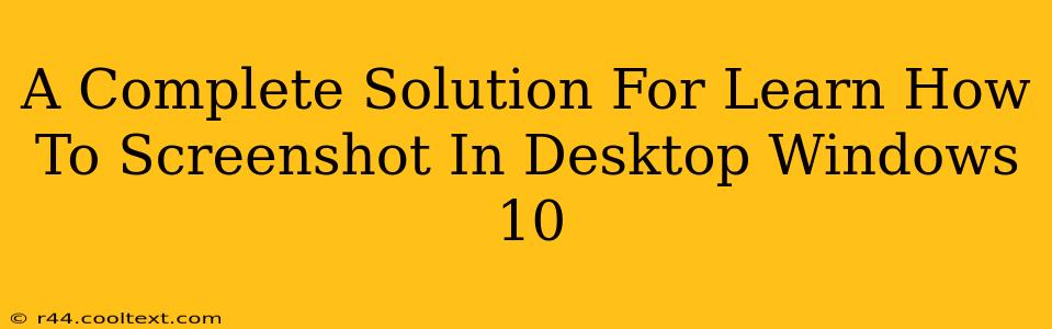 A Complete Solution For Learn How To Screenshot In Desktop Windows 10