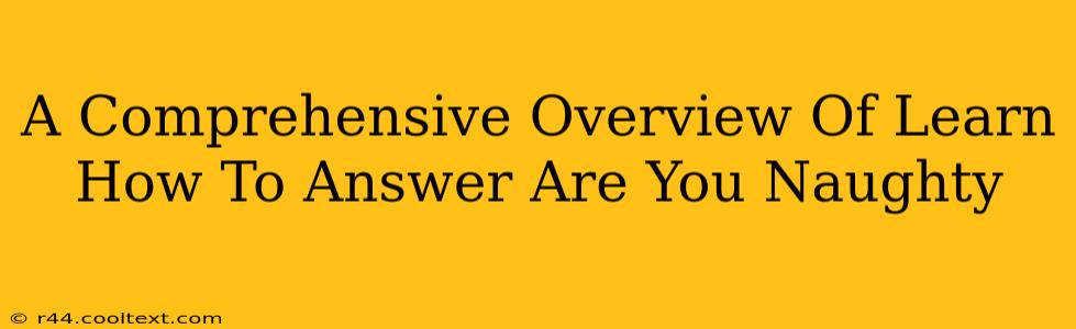 A Comprehensive Overview Of Learn How To Answer Are You Naughty