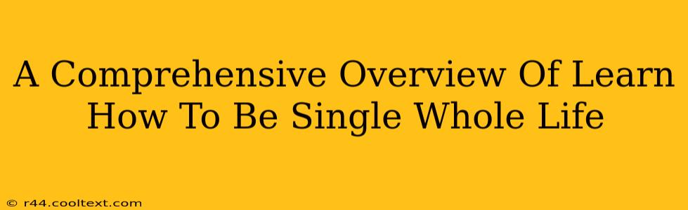 A Comprehensive Overview Of Learn How To Be Single Whole Life