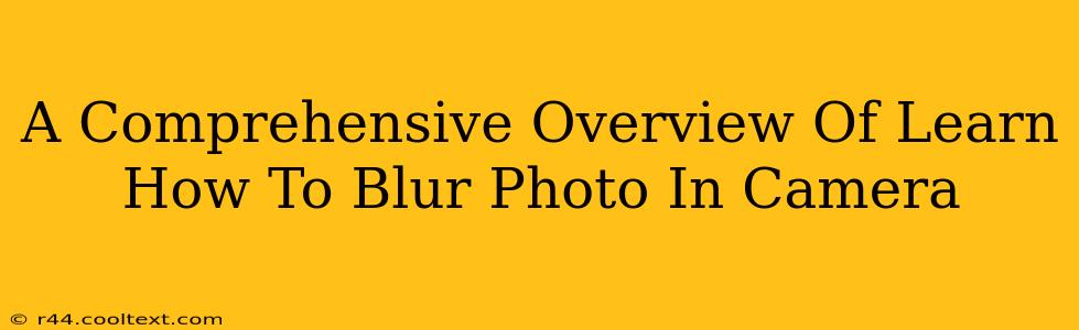 A Comprehensive Overview Of Learn How To Blur Photo In Camera