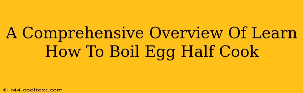 A Comprehensive Overview Of Learn How To Boil Egg Half Cook