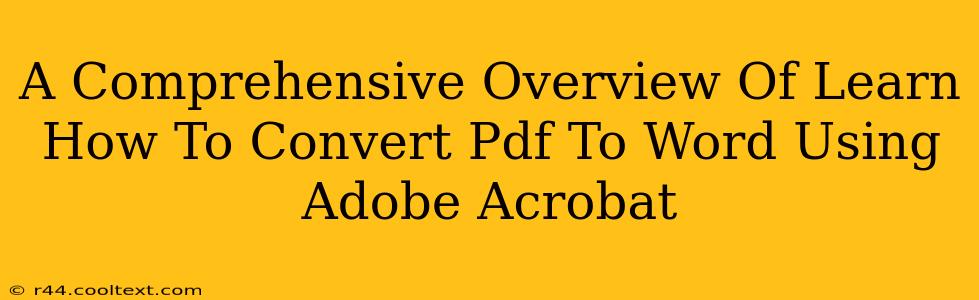 A Comprehensive Overview Of Learn How To Convert Pdf To Word Using Adobe Acrobat