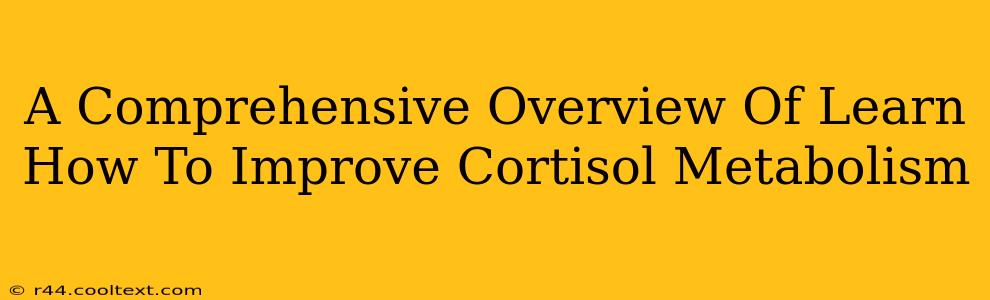 A Comprehensive Overview Of Learn How To Improve Cortisol Metabolism