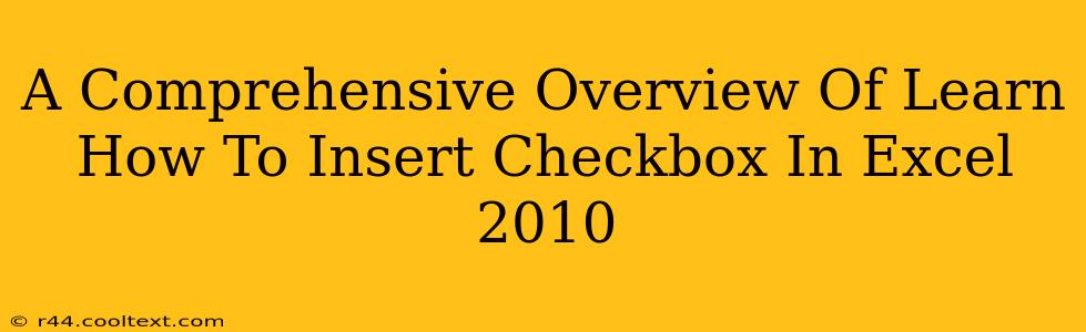 A Comprehensive Overview Of Learn How To Insert Checkbox In Excel 2010