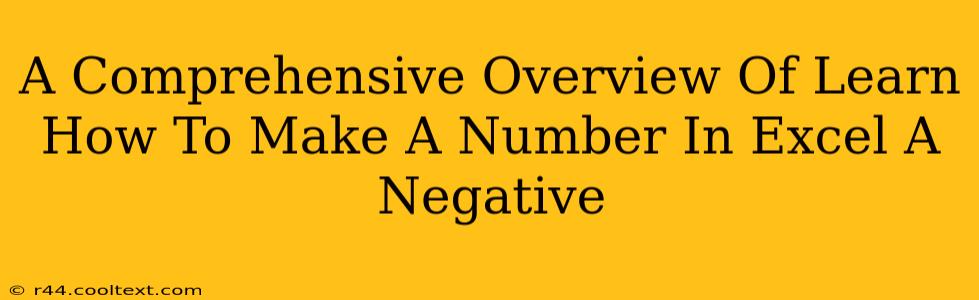 A Comprehensive Overview Of Learn How To Make A Number In Excel A Negative