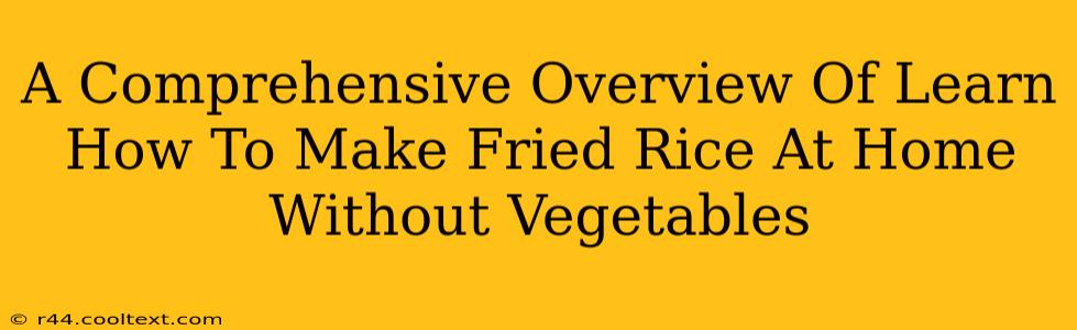 A Comprehensive Overview Of Learn How To Make Fried Rice At Home Without Vegetables