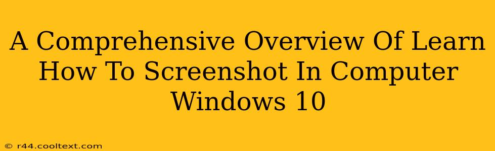 A Comprehensive Overview Of Learn How To Screenshot In Computer Windows 10