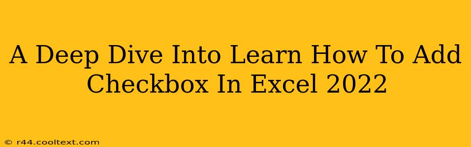 A Deep Dive Into Learn How To Add Checkbox In Excel 2022