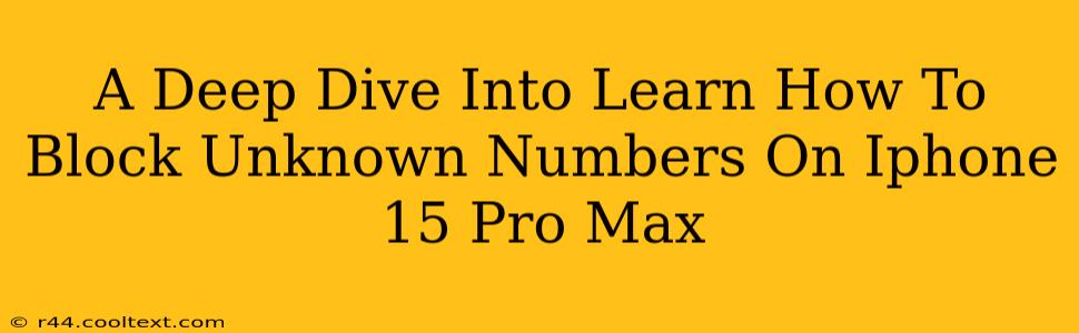 A Deep Dive Into Learn How To Block Unknown Numbers On Iphone 15 Pro Max