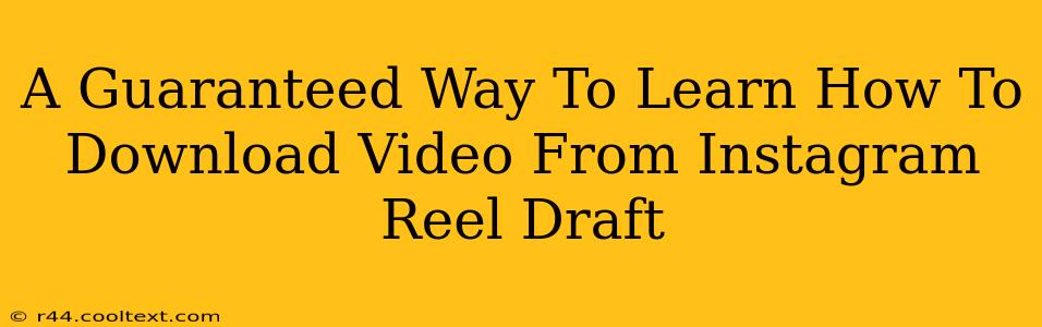 A Guaranteed Way To Learn How To Download Video From Instagram Reel Draft