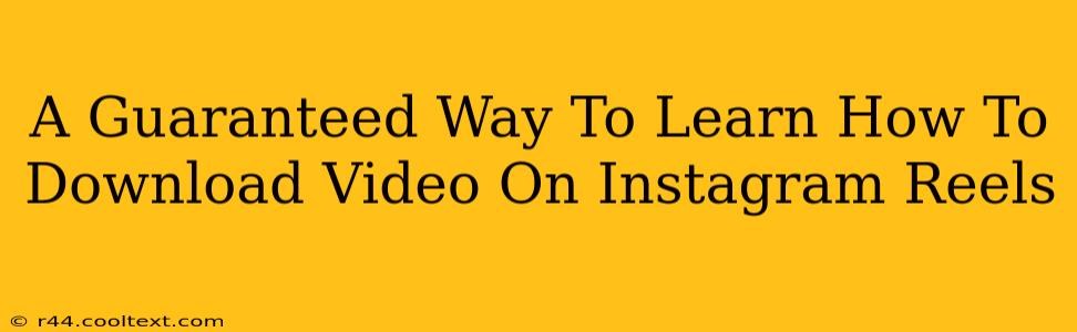 A Guaranteed Way To Learn How To Download Video On Instagram Reels