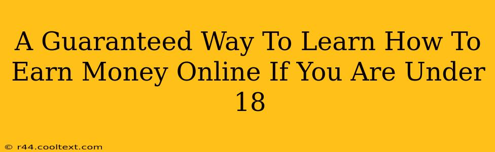 A Guaranteed Way To Learn How To Earn Money Online If You Are Under 18