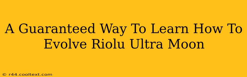 A Guaranteed Way To Learn How To Evolve Riolu Ultra Moon