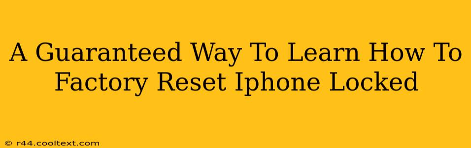 A Guaranteed Way To Learn How To Factory Reset Iphone Locked