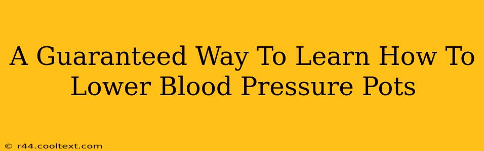 A Guaranteed Way To Learn How To Lower Blood Pressure Pots