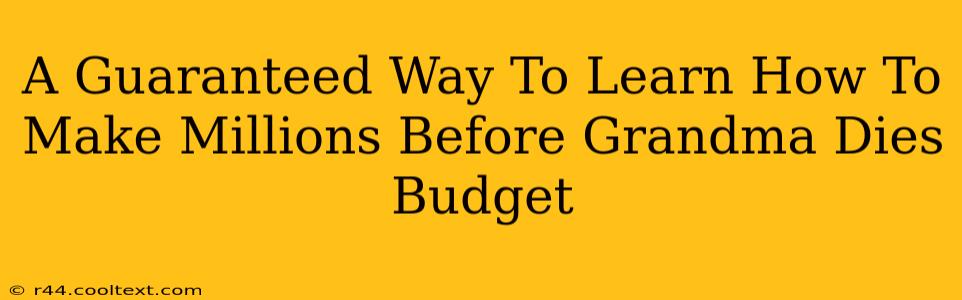 A Guaranteed Way To Learn How To Make Millions Before Grandma Dies Budget