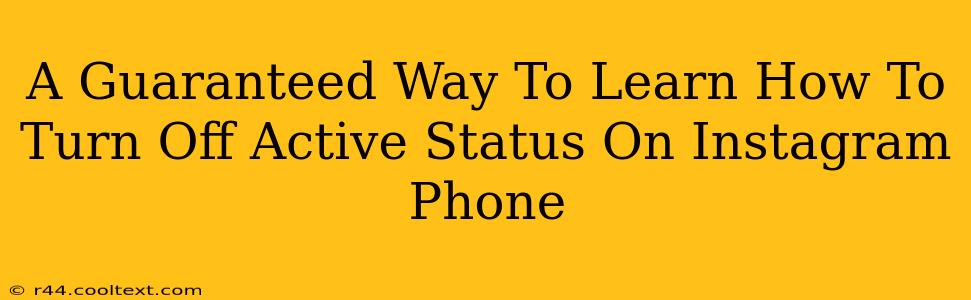 A Guaranteed Way To Learn How To Turn Off Active Status On Instagram Phone