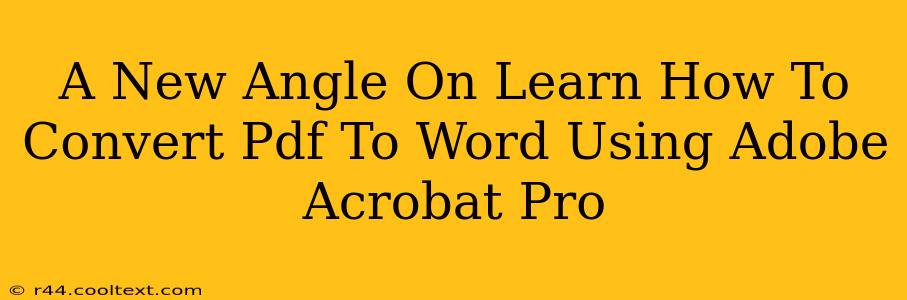 A New Angle On Learn How To Convert Pdf To Word Using Adobe Acrobat Pro