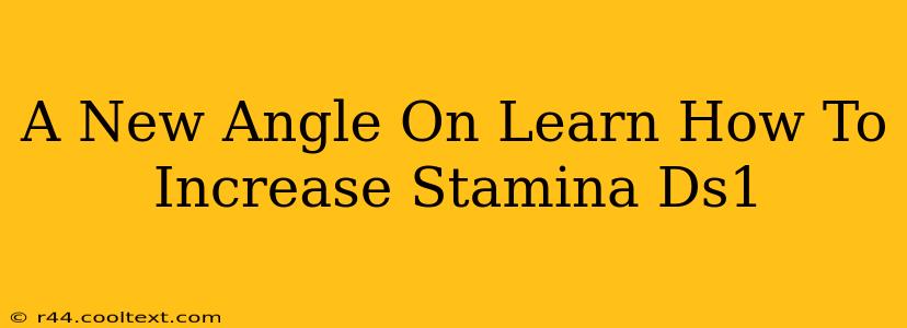 A New Angle On Learn How To Increase Stamina Ds1