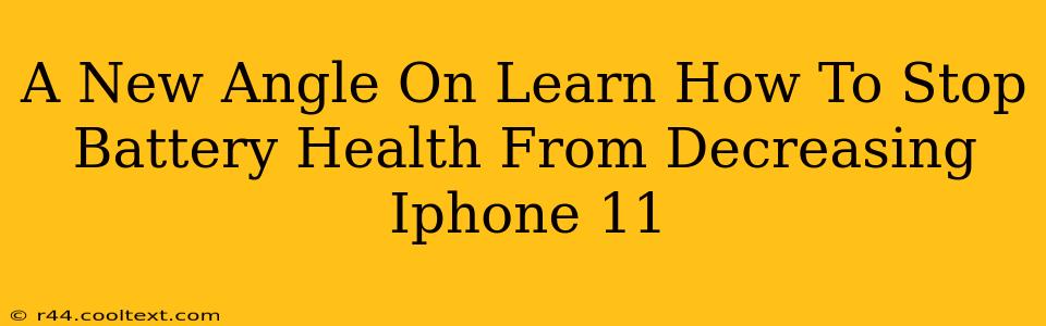 A New Angle On Learn How To Stop Battery Health From Decreasing Iphone 11