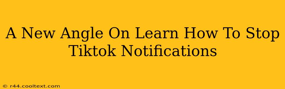 A New Angle On Learn How To Stop Tiktok Notifications