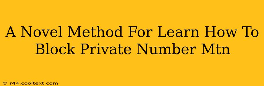 A Novel Method For Learn How To Block Private Number Mtn