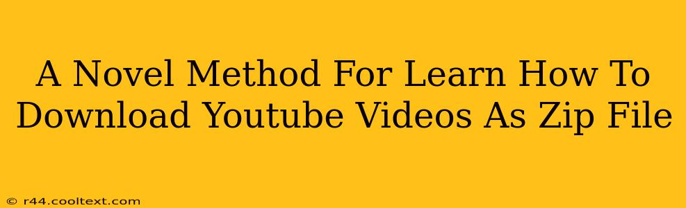 A Novel Method For Learn How To Download Youtube Videos As Zip File